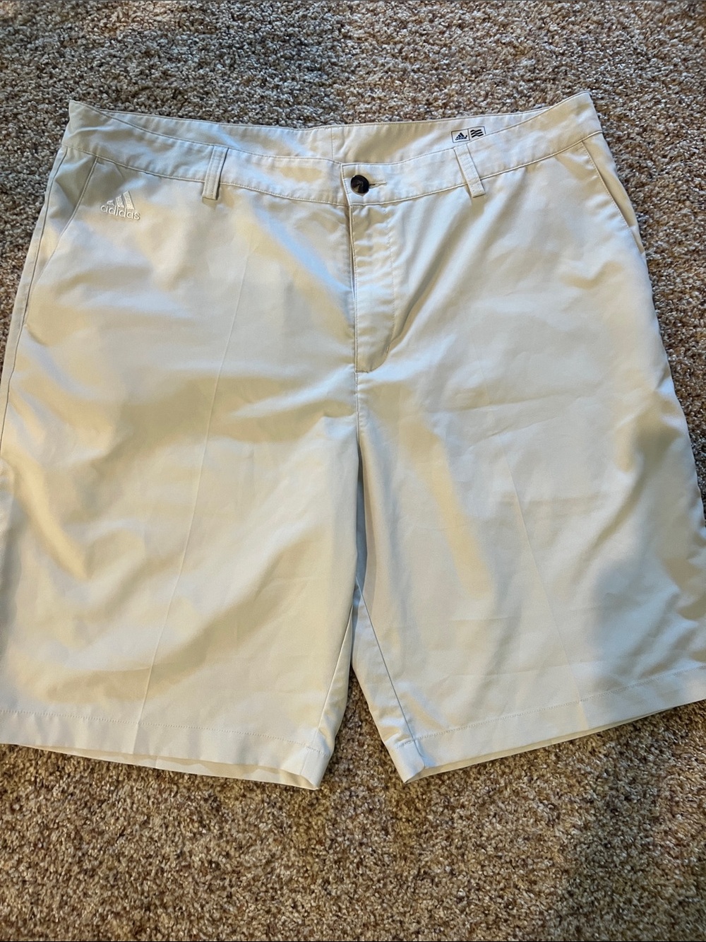 adidas Men's White Flat-Front golf Shorts